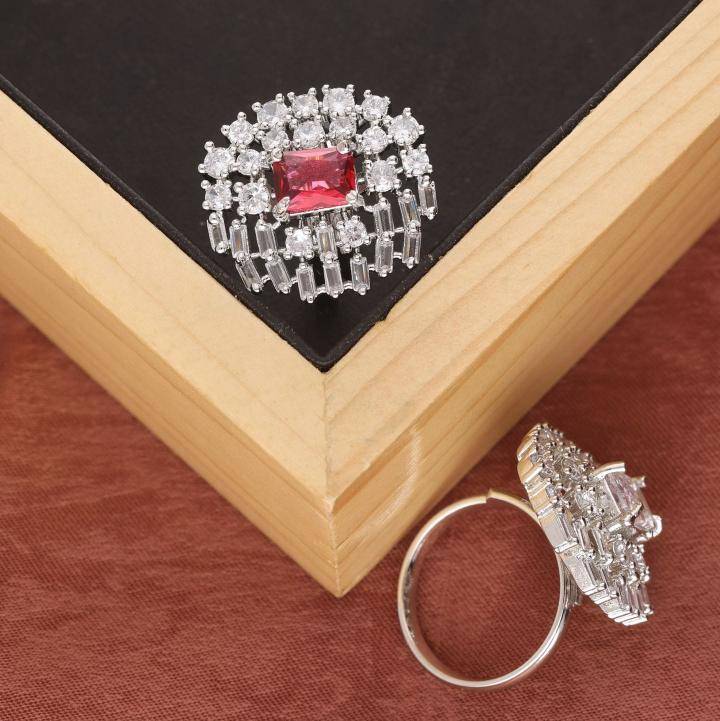 Anti tarnisha american diamond silver finger ring 272 Artificial jewelry suppliers in Kolkata